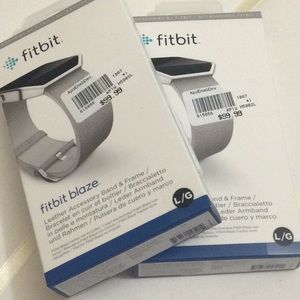 🆕 Fitbit blaze gray leather band + steel frame